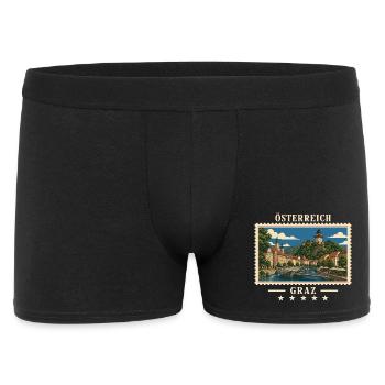 Österreich Graz Vintage Reisemarke - Männer Boxer Shorts - Schwarz - Vorne