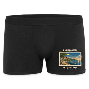 Ungarn Balatonfüred Vintage Reisemarke - Männer Boxer Shorts - Schwarz - Vorne