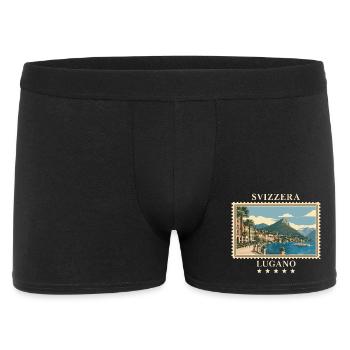 Schweiz Lugano Vintage Reisemarke - Männer Boxer Shorts - Schwarz - Vorne