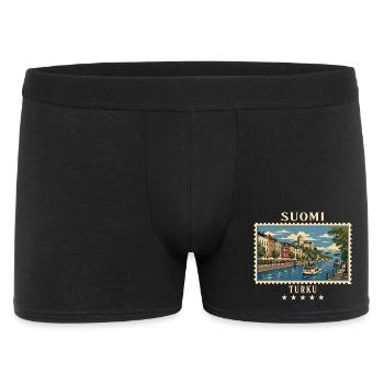 Finnland Turku Vintage Reisemarke - Männer Boxer Shorts - Schwarz - Vorne