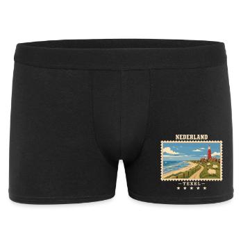 Niederlande Texel Vintage Reisemarke - Männer Boxer Shorts - Schwarz - Vorne