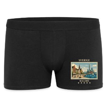 Schweden Malmö Vintage Reisemarke - Männer Boxer Shorts - Schwarz - Vorne