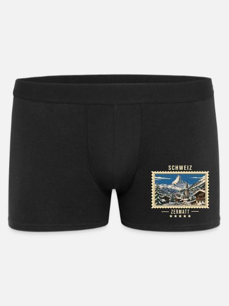 Schweiz Zermatt Winter Vintage Reisemarke - Männer Boxer Shorts - Schwarz