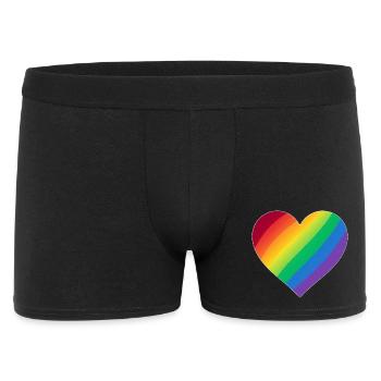 Gradient Rainbow Heart - Männer Boxer Shorts - Schwarz - Vorne