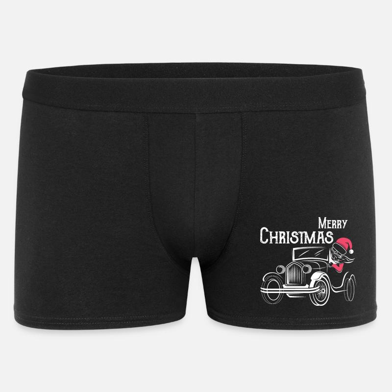 christmas oldtimer Autos lustiger Weihnachtsmann - Männer Boxer Shorts - Schwarz