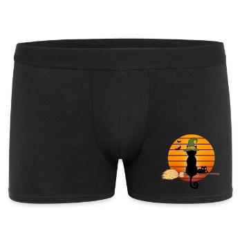 Halloween, Witch's Broom, Black Cat - Men's Boxer Shorts - black - Front