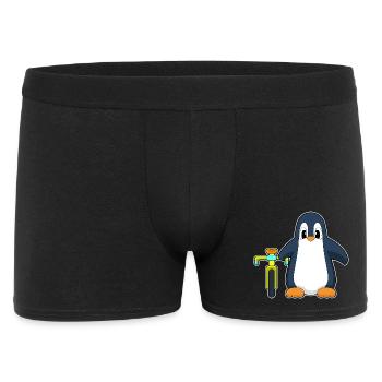 Pinguin Fahrrad - Männer Boxer Shorts - Schwarz - Vorne