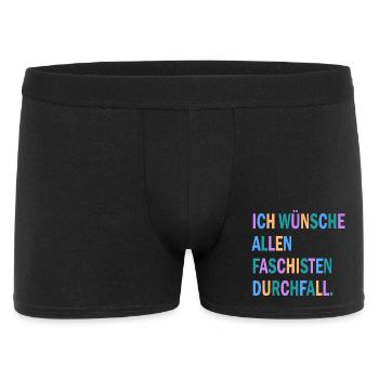 Ich wünsche allen Faschisten Durchfall Motiv - Männer Boxer Shorts - Schwarz - Vorne