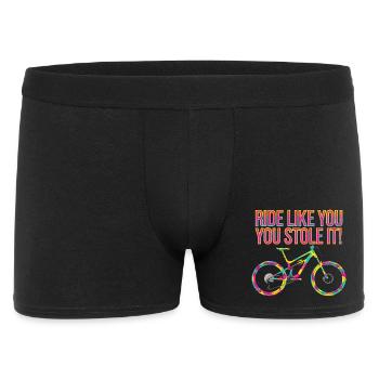 Lebendiges Mountainbike-Motivations-T-Shirt - Männer Boxer Shorts - Schwarz - Vorne