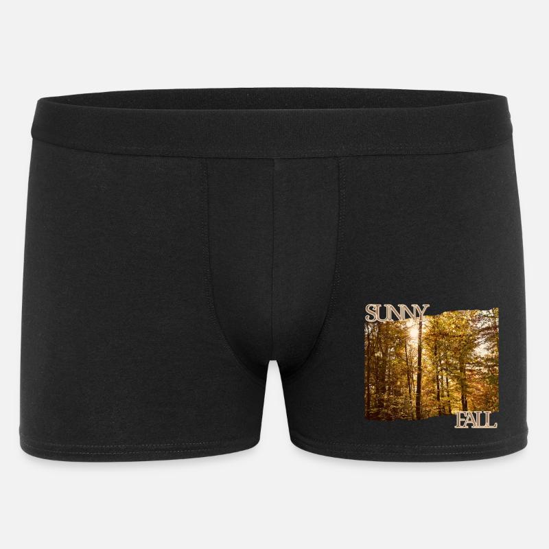 Sunny Fall - Herbstsonne im Wald - Männer Boxer Shorts - Schwarz