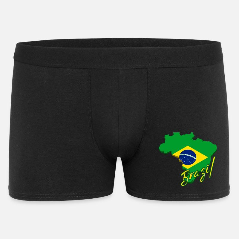 Carte du Brésil, drapeau du Brésil - Boxer Homme - noir