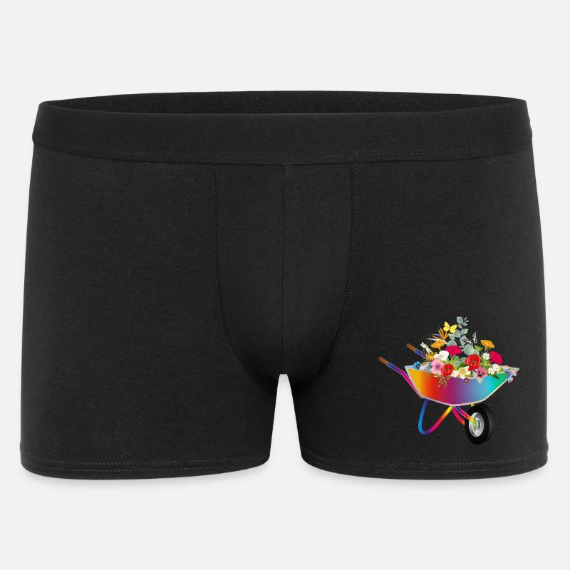Bunte Schubkarre mit Blumenpracht - Männer Boxer Shorts - Schwarz