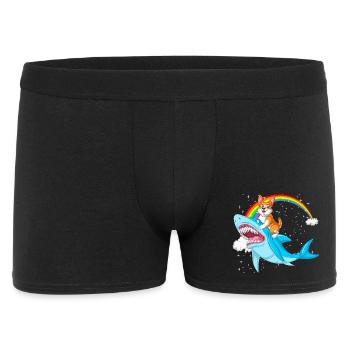 Corgi chevauchant un requin - Conception de chien surréaliste drôle - Boxer Homme - noir - Devant