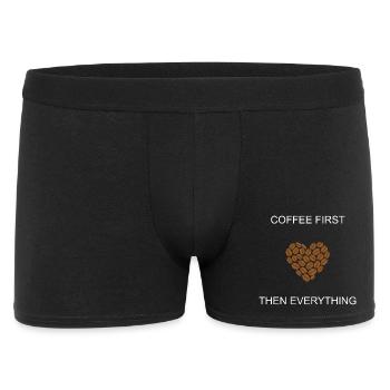 Kaffee zuerst dann alles täglich Priorität Design - Männer Boxer Shorts - Schwarz - Vorne