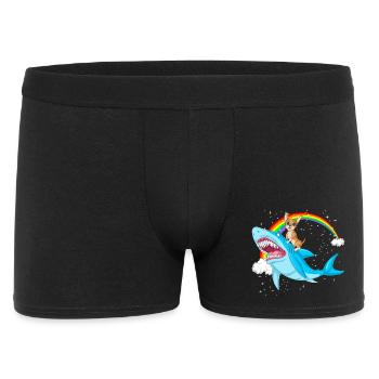 Chihuahua on Shark with Rainbow - Men's Boxer Shorts - black - Front