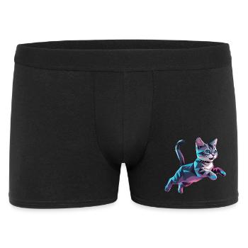 Kätzchen - Cooles Low-Poly-Logo - Männer Boxer Shorts - Schwarz - Vorne