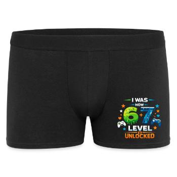 I was 6 Now Level 7 - 67 six seven - Männer Boxer Shorts - Schwarz - Vorne