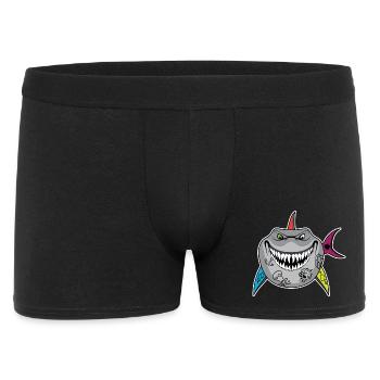 Dessin animé de requin tatoué avec des nageoires de crâne - Boxer Homme - noir - Devant