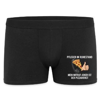 Rentner Notruf Pizzadienst - Männer Boxer Shorts - Schwarz - Vorne