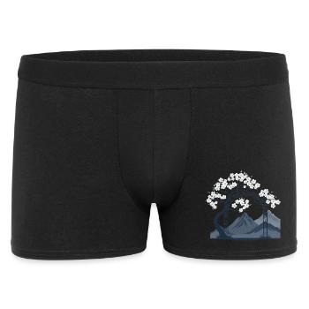 Sakura Bogen über Bergkette - Männer Boxer Shorts - Schwarz - Vorne