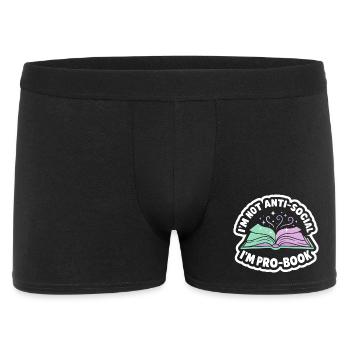 Bücherwurm Spruch - Süßes Leser Geschenk - Männer Boxer Shorts - Schwarz - Vorne