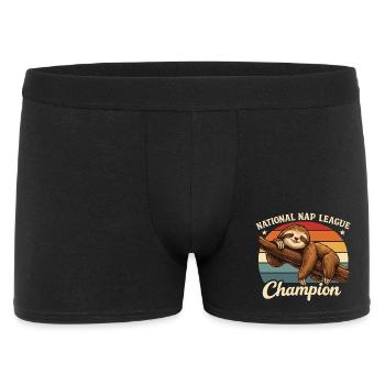 Nap Champion Sloth Shirt Funny Lazy Gift - Männer Boxer Shorts - Schwarz - Vorne