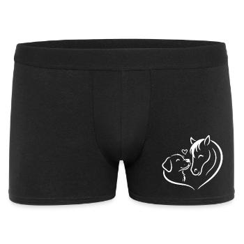 Pferd Hund Herz Liebe Team - Männer Boxer Shorts - Schwarz - Vorne