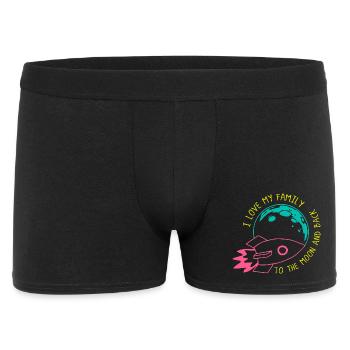 I Love My Family to the Moon Rocket Neon - Men's Boxer Shorts - black - Front