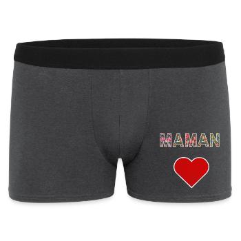 Maman Fleurie Cœur Cadeau Fête des Mères - Boxer Homme - charbon - Devant