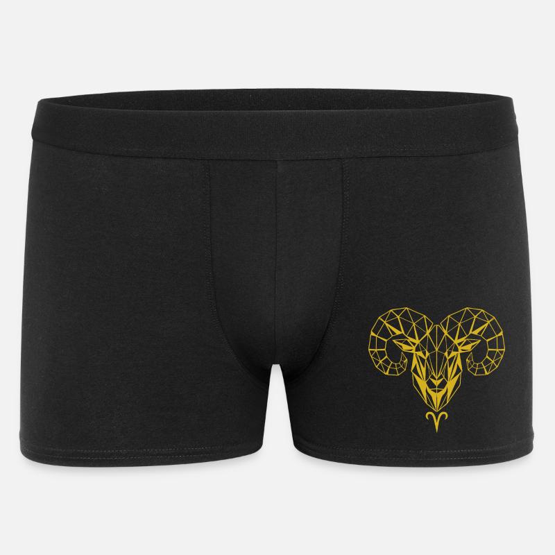 Geometrischer Goldram-Skull - Männer Boxer Shorts - Schwarz