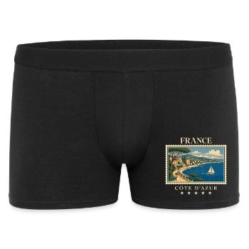 Frankreich Côte d’Azur Vintage Reisemarke - Männer Boxer Shorts - Schwarz - Vorne