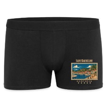 Saint-Barthélemy Gustavia Vintage Reisemarke - Männer Boxer Shorts - Schwarz - Vorne