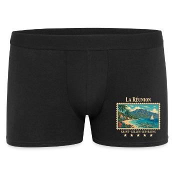 La Réunion Saint-Gilles Vintage Reisemarke - Männer Boxer Shorts - Schwarz - Vorne