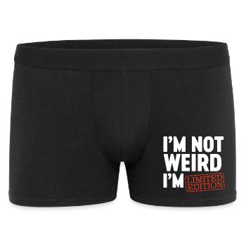 Ich bin nicht komisch, ich bin Limited Edition, ich bin lustiges Design. - Männer Boxer Shorts - Schwarz - Vorne