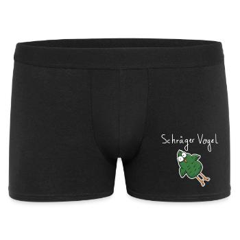 Schräger Vogel – Lustiger Cartoon Spruch - Männer Boxer Shorts - Schwarz - Vorne