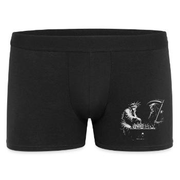 Freiheitsstatue spielt Schach mit dem Tod - Männer Boxer Shorts - Schwarz - Vorne