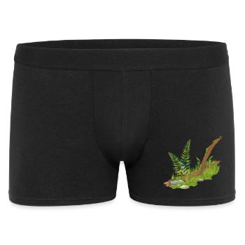 a piece of broken mossy branch at the edge of the forest - Men's Boxer Shorts - black - Front