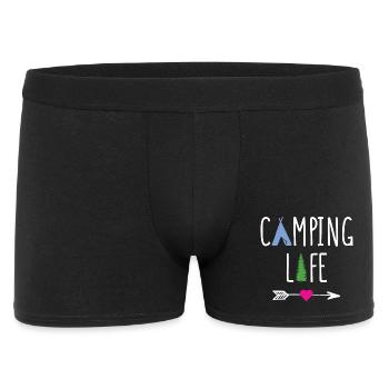 Leben auf dem Campingplatz - Männer Boxer Shorts - Schwarz - Vorne