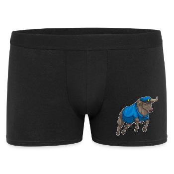 Stier Polizist Polizeimütze Polizei - Männer Boxer Shorts - Schwarz - Vorne