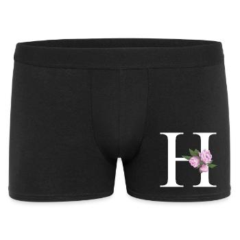 Zarte Pfingstrosen Blumenmotiv H - Männer Boxer Shorts - Schwarz - Vorne