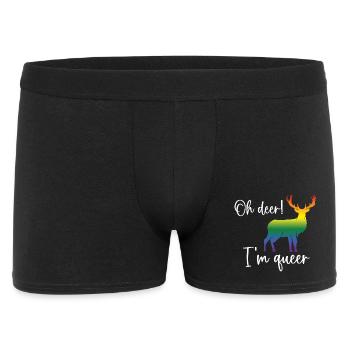 Pride Month LGBTQ - Oh Hirsch, ich bin queer! - Männer Boxer Shorts - Schwarz - Vorne