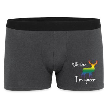 Pride Month LGBTQ - Oh Deer I'm Queer! - Men's Boxer Shorts - charcoal grey - Front
