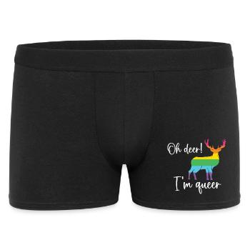 Pride Month LGBTQ - Oh Hirsch, ich bin queer! - Männer Boxer Shorts - Schwarz - Vorne