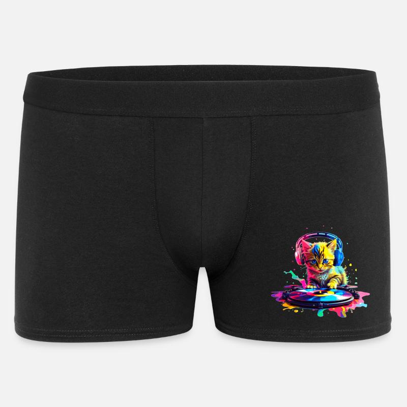 Gattino DJ Scratch - Arcobaleno - Boxer da uomo - nero