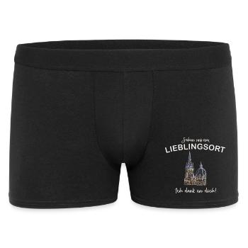 Ich denk an dich! Sehen uns, Aachener Dom - Männer Boxer Shorts - Schwarz - Vorne