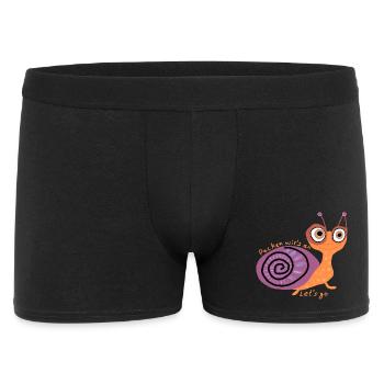 Schnecke mit Spruch - Männer Boxer Shorts - Schwarz - Vorne