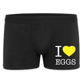 I LOVE EGGS - Männer Boxer Shorts - Schwarz - Vorne