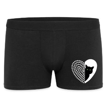 Black cat with floral pattern - Men's Boxer Shorts - black - Front