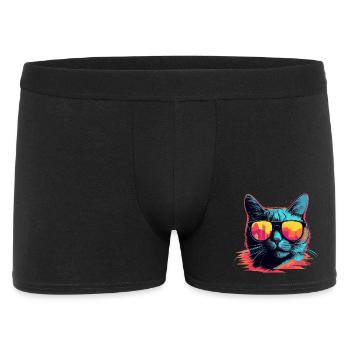 90er Jahre Katze Retrowave - Männer Boxer Shorts - Schwarz - Vorne