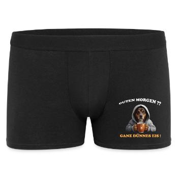 Guten Morgen?? Ganz Dünnes Eis! - Männer Boxer Shorts - Schwarz - Vorne